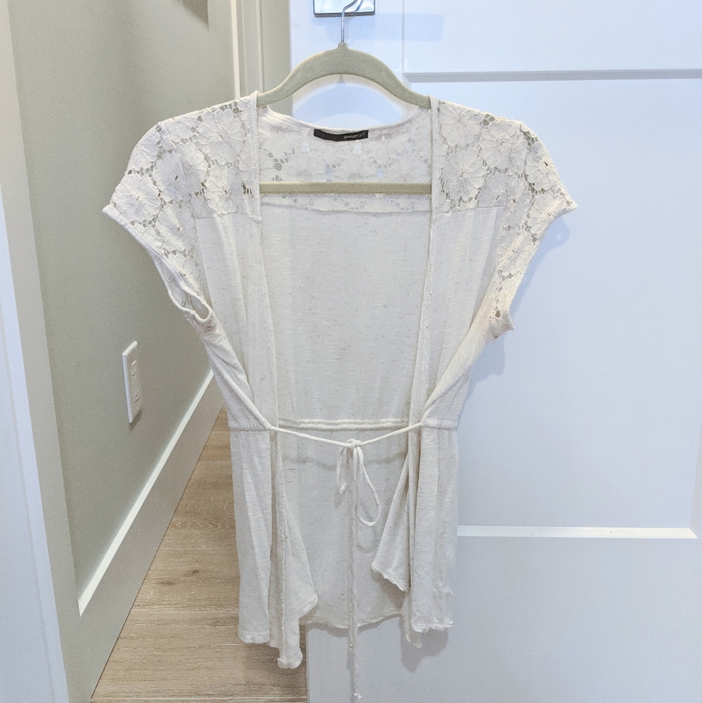 Short-sleeve Tie-up Sweater